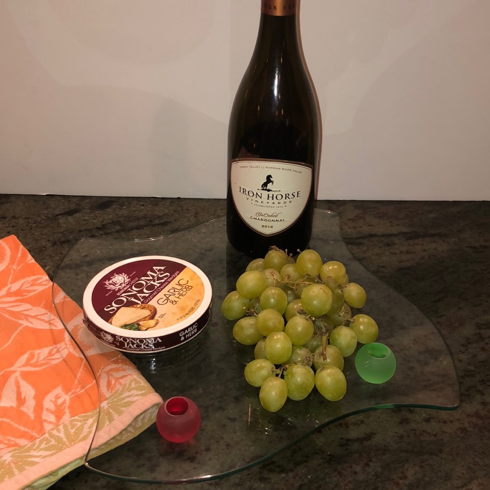 Modern Glass Footed Serving Platter/Cheese Board